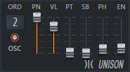 Options d'unison dans Sytrus