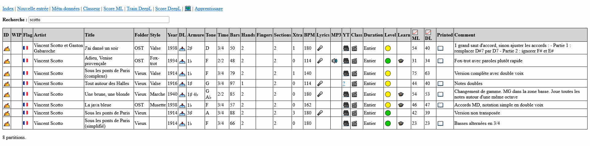 Liste de partitions