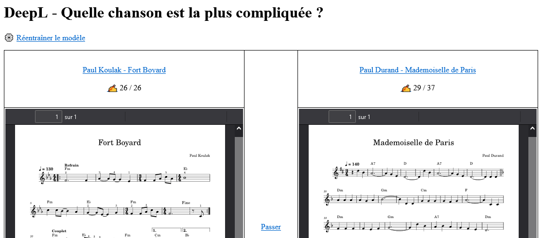 Entraînement des partitions